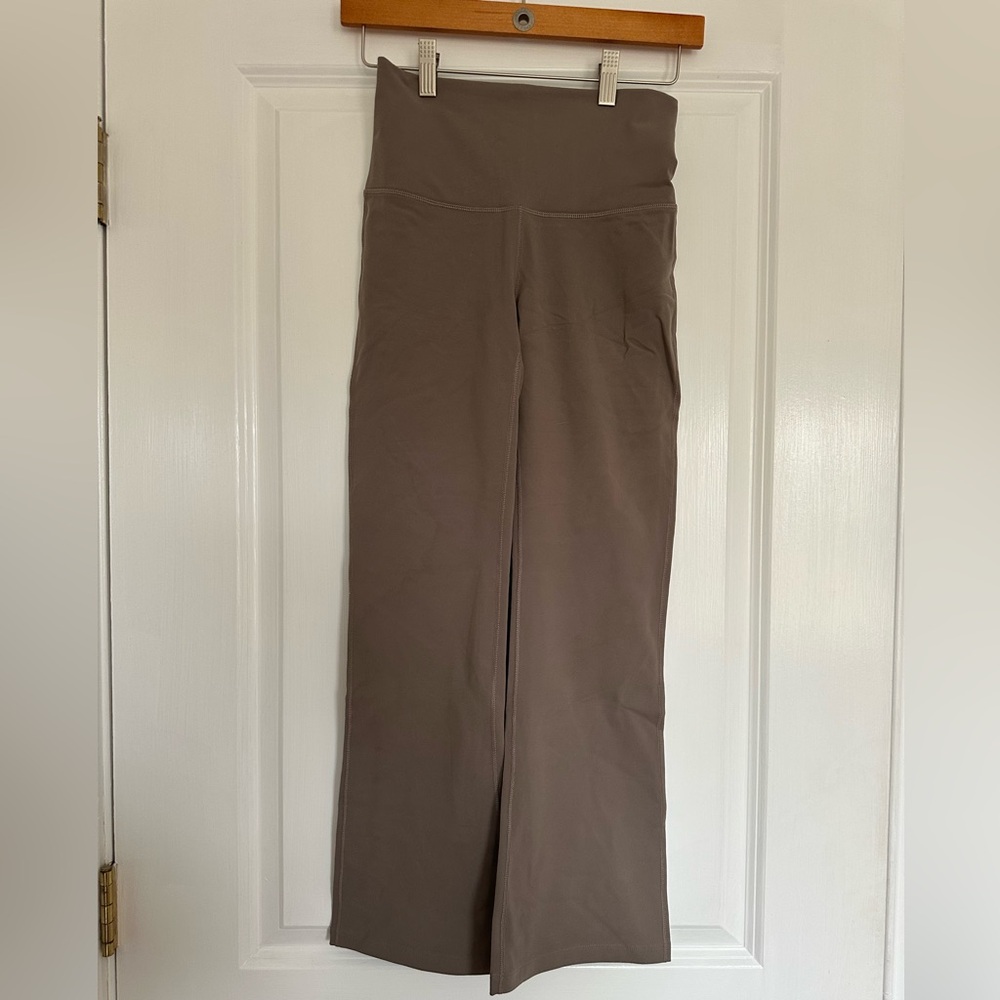 Essentials Taupe High-Rise Crop Flare Pants